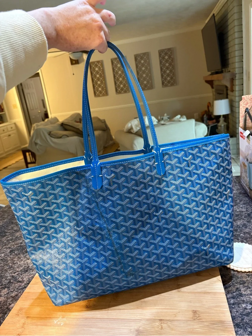 Blue Patterned Tote Bag - Women
